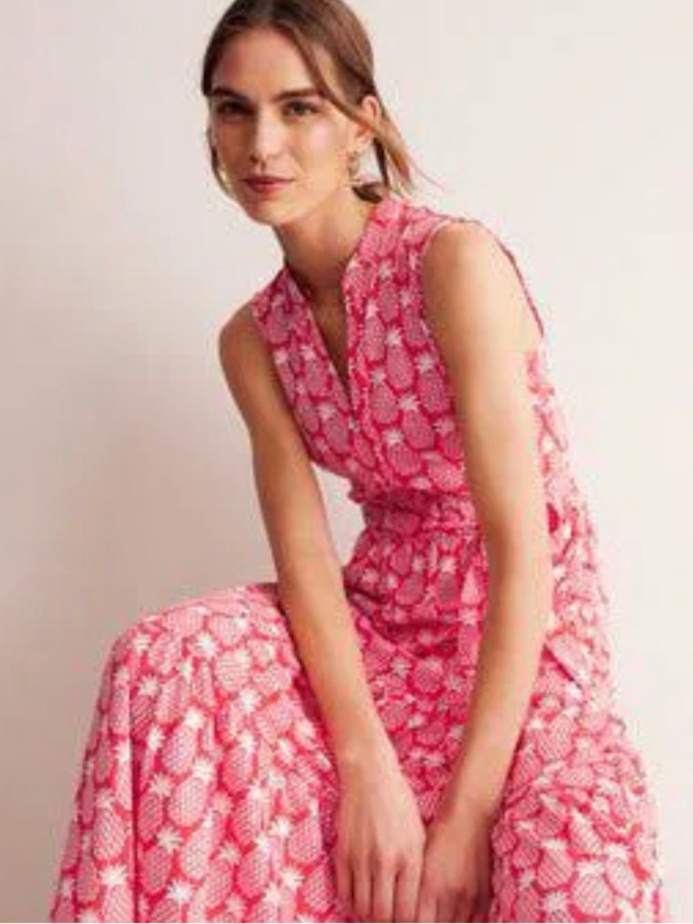 Boden Naomi red white pineapple maxi dress - Picture 2 of 12
